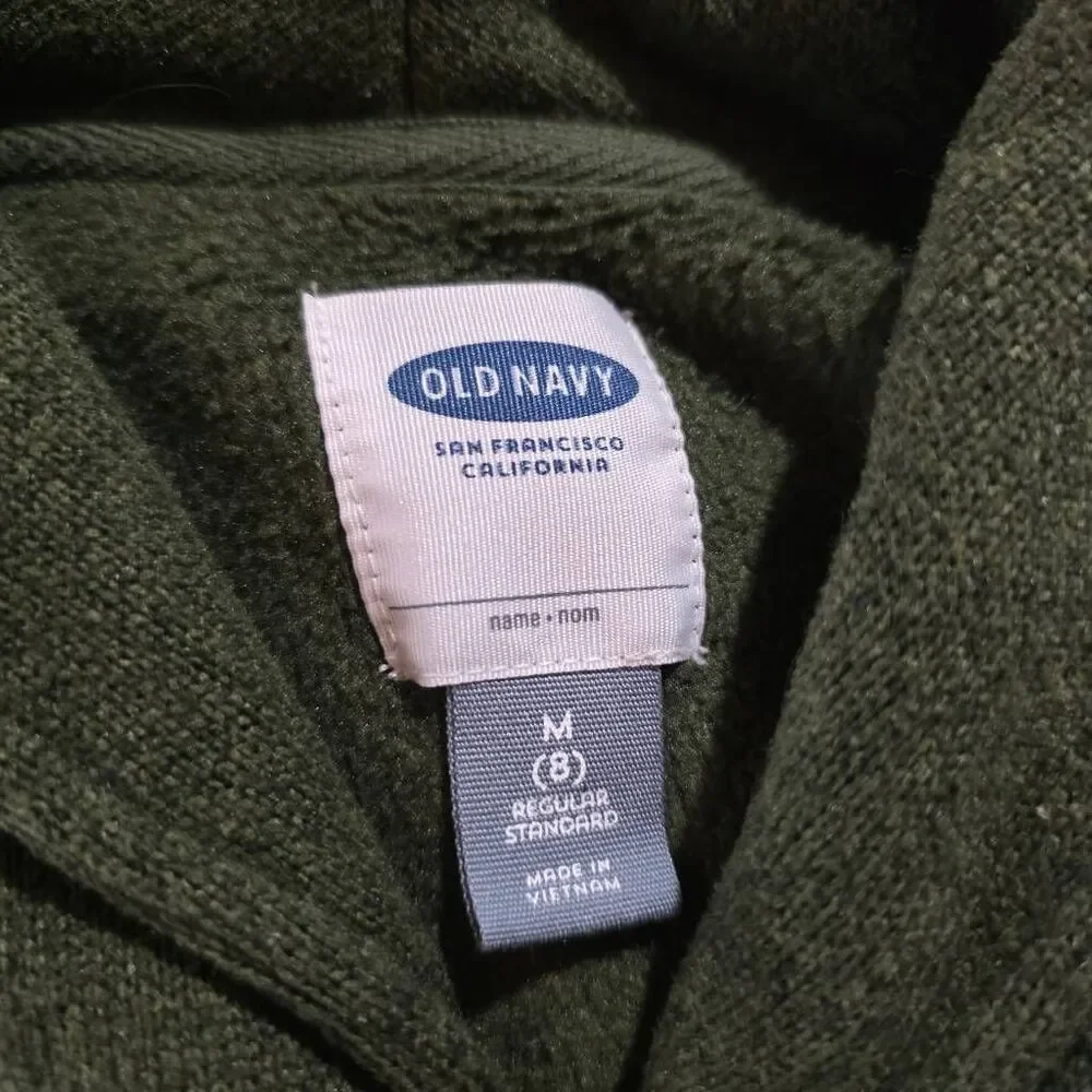 Old Navy Boys Olive Shawl Collar Fleece Pullover Medium